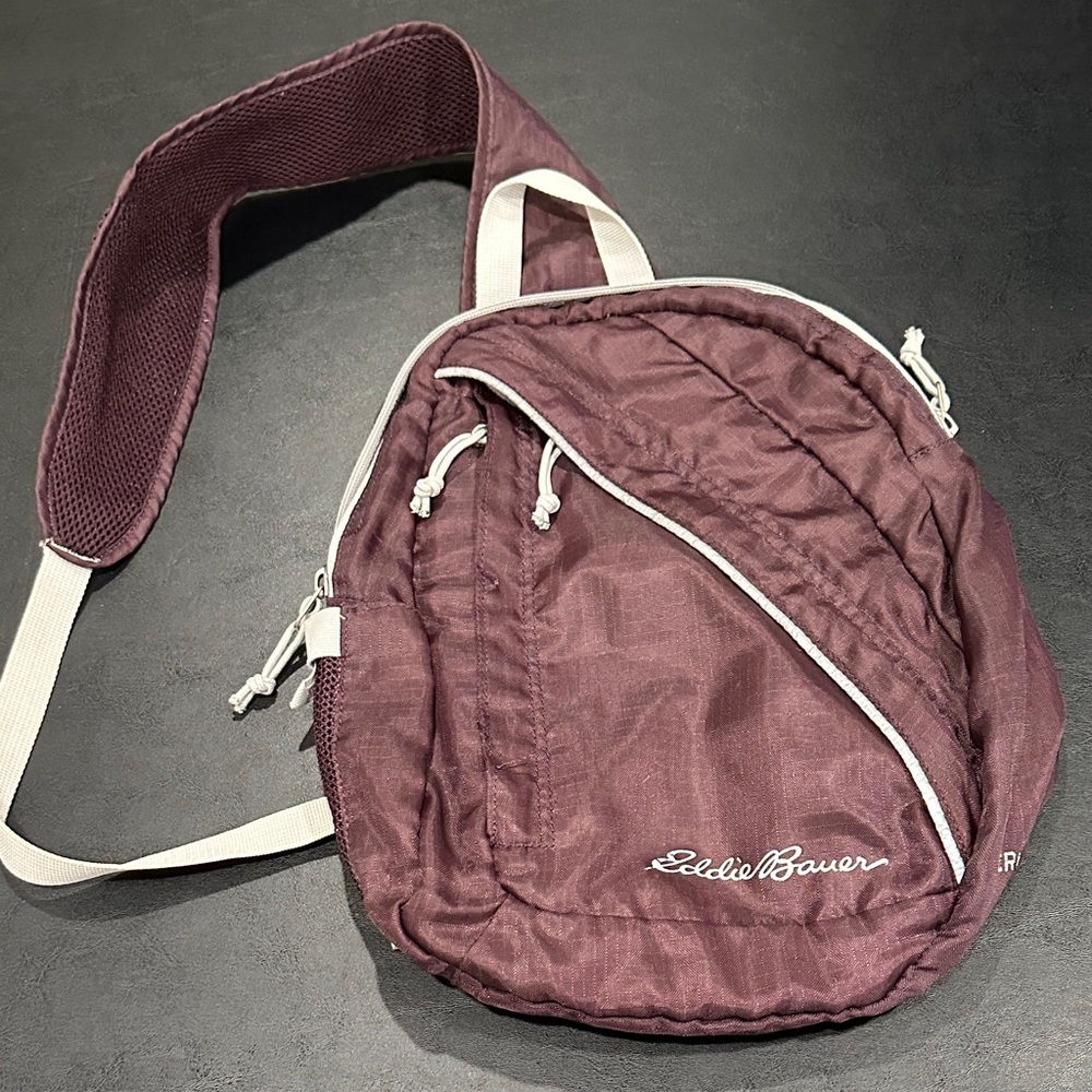 Eddie Bauer Maroon Crossbody Sling with Cream Trim